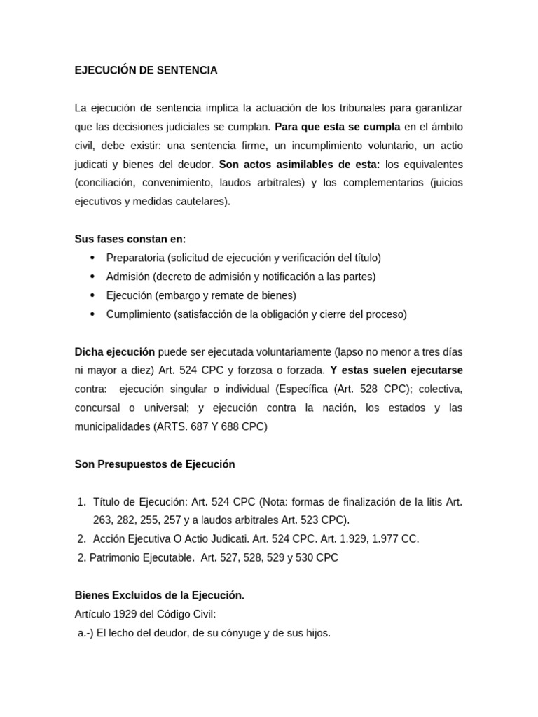 Ejecución de Sentencias en Derecho Civil | PDF | Debido al proceso ...