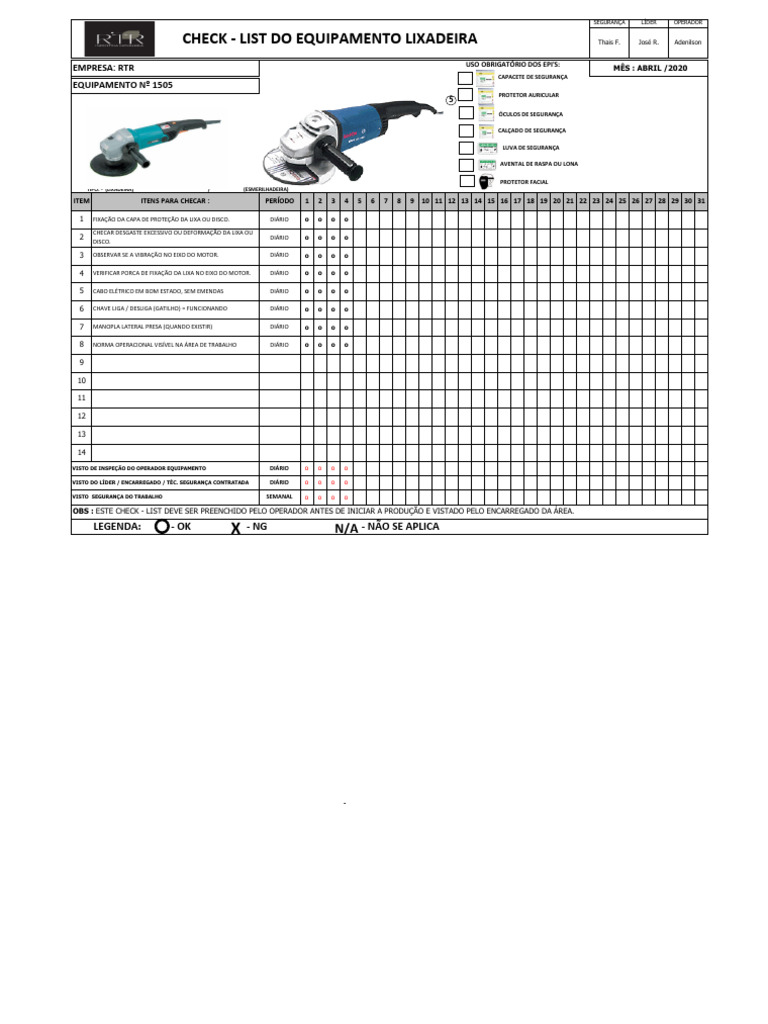 Check List LIXADEIRA | PDF
