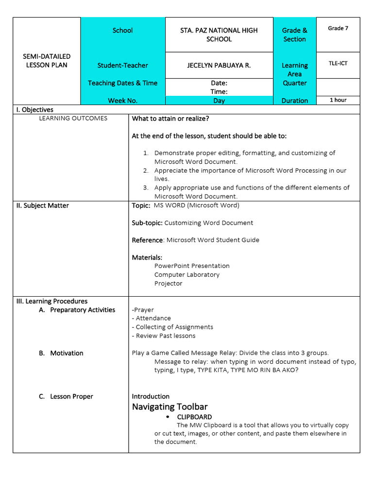 Lesson Plan 4 | PDF