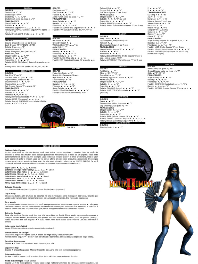 MK 2 - Fatalities + Dicas | PDF