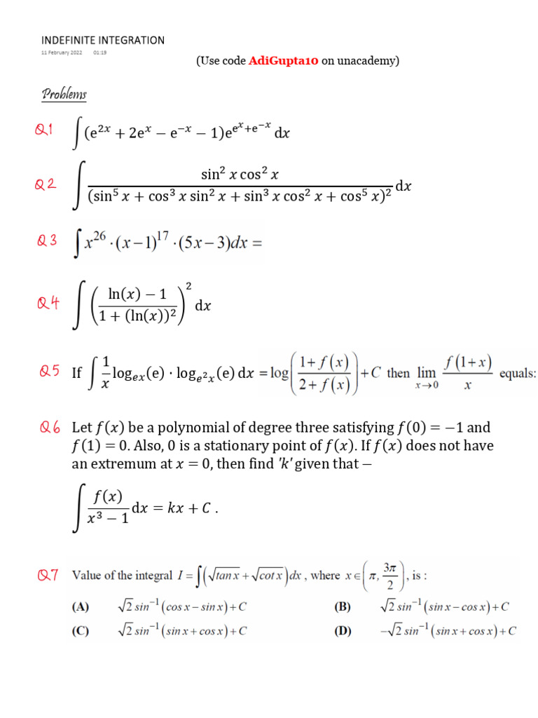 Indefinite 100 Problems Advanced | PDF