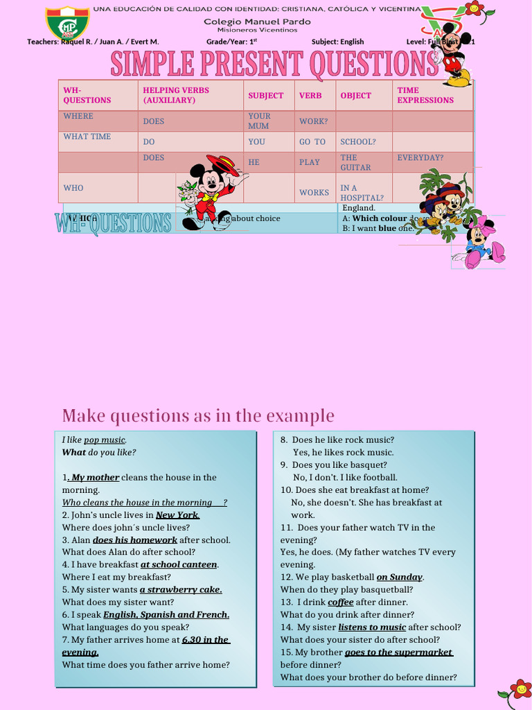 Present simple questions 1 pdf
