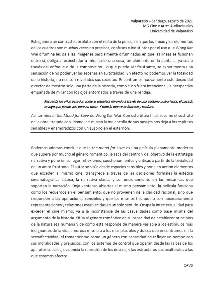 in The Mood of Love. CV | PDF