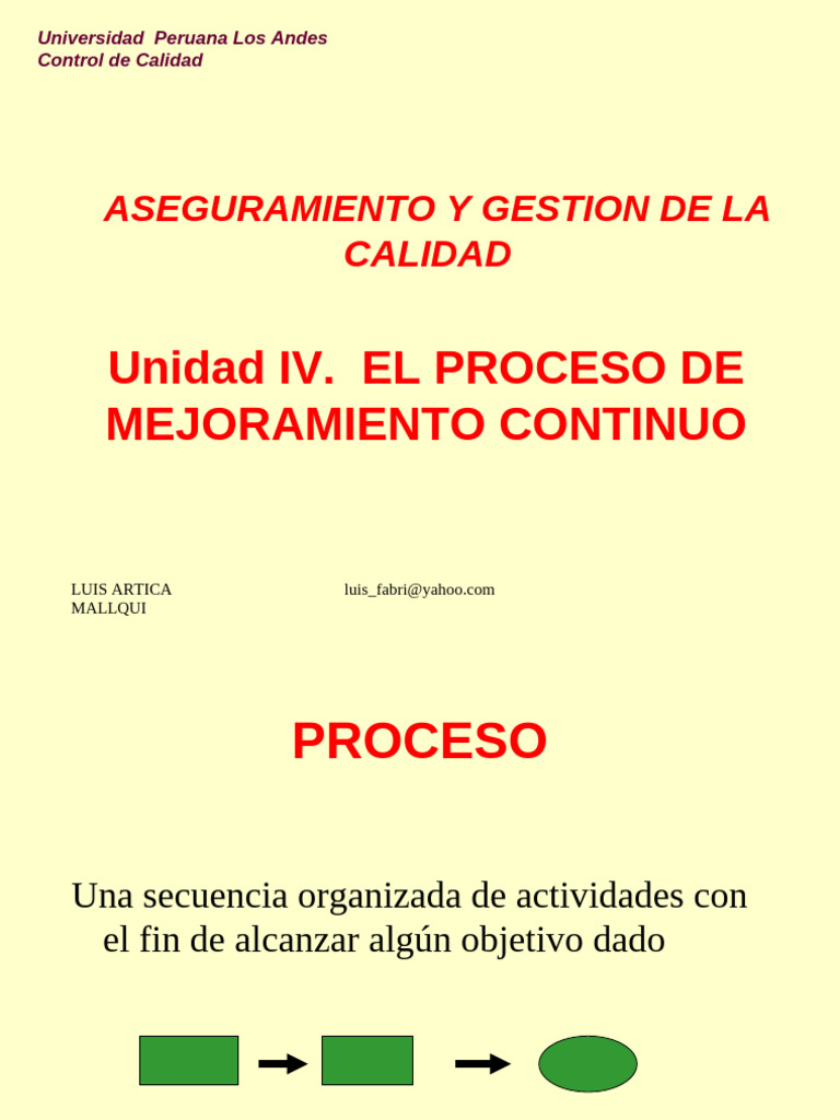 Aseguramiento y Gestion de La Calidad Unidad 4 2013 Aguilar Medina | PDF