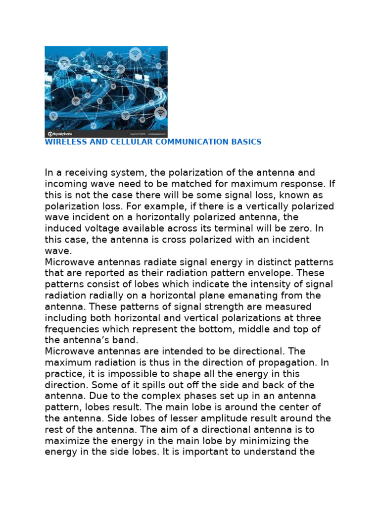 Wireless and Cellular Communication Basics | PDF