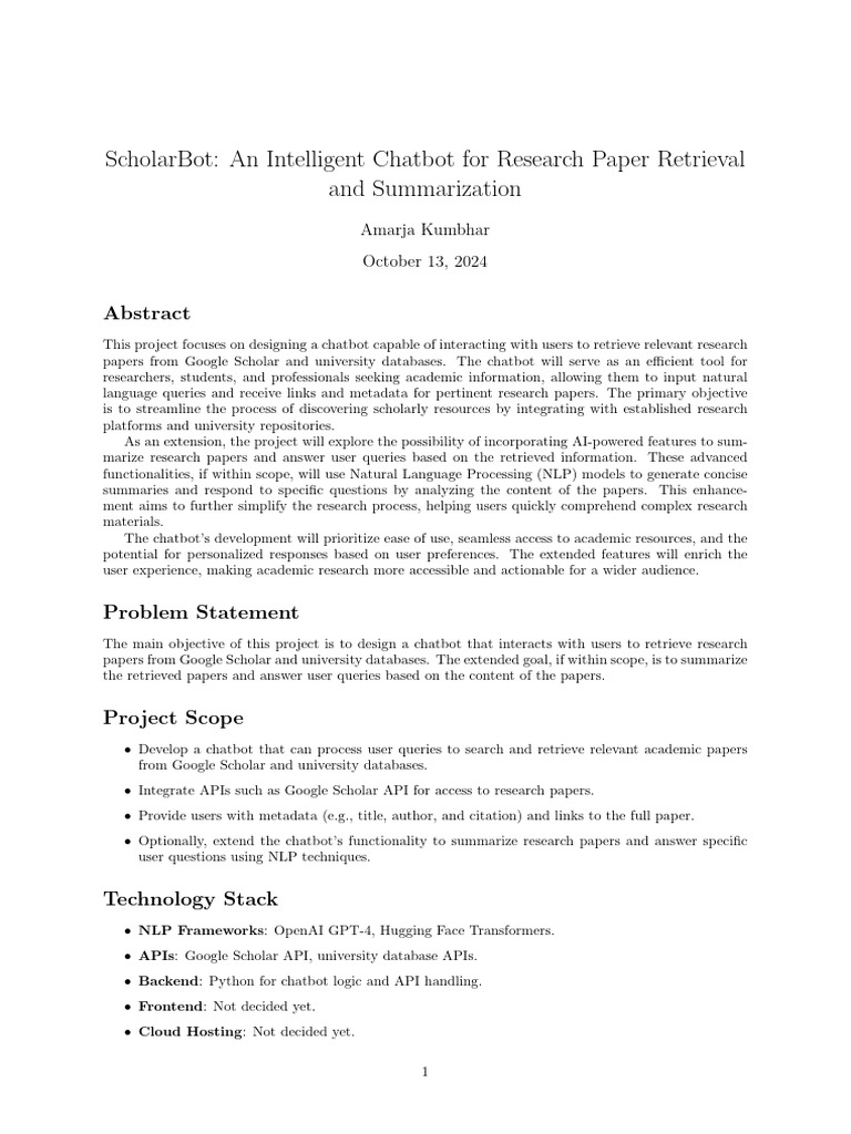 An Intelligent Chatbot For Research Paper Retrieval | PDF | Databases ...