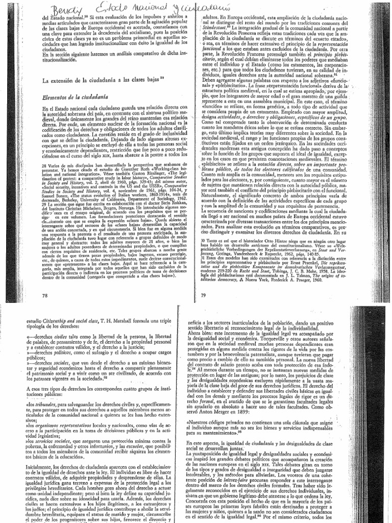 Bendix 1964 - La Extensión de La Ciudadanía A Las Clases Bajas | PDF