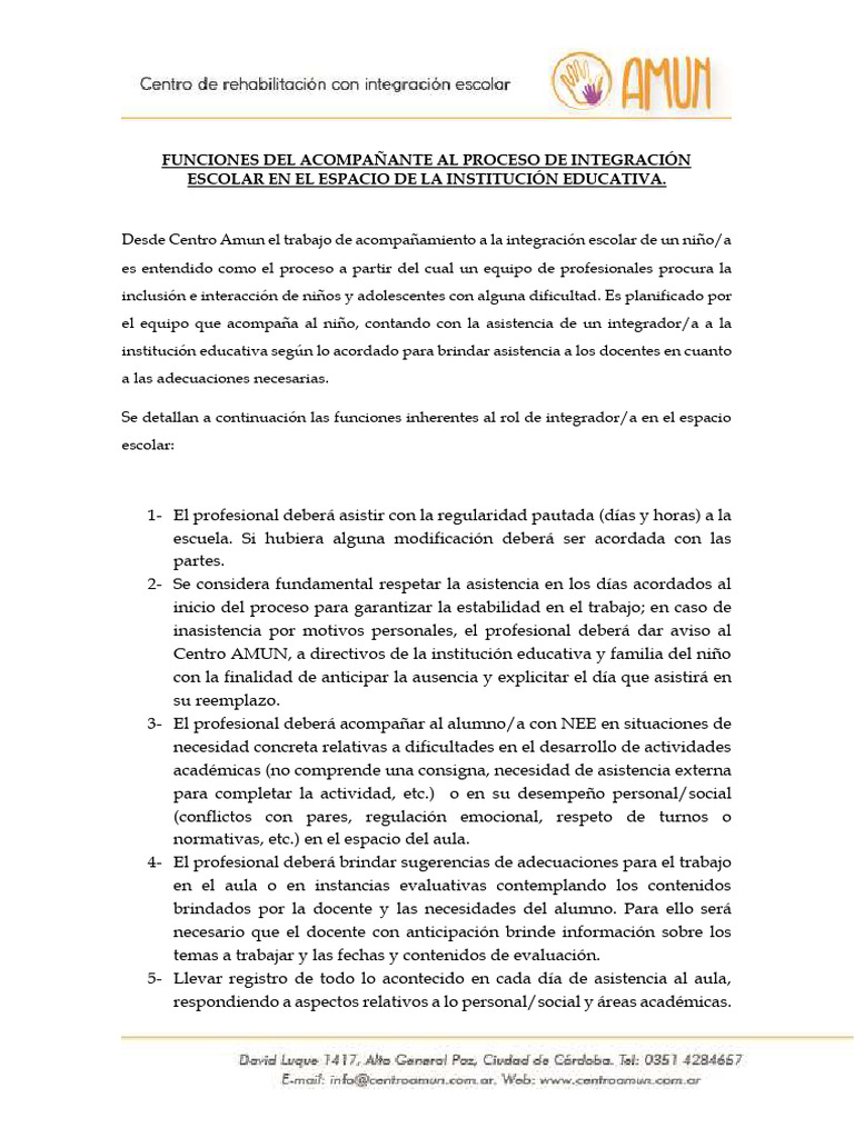 Funciones Del Rol de Docente de Apoyo A La Integracion Escolar. | PDF
