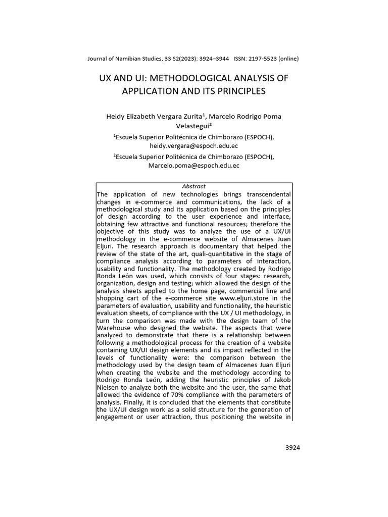 Ux and Ui Methodological Analysis of Application and Its 1fv4u4we | PDF