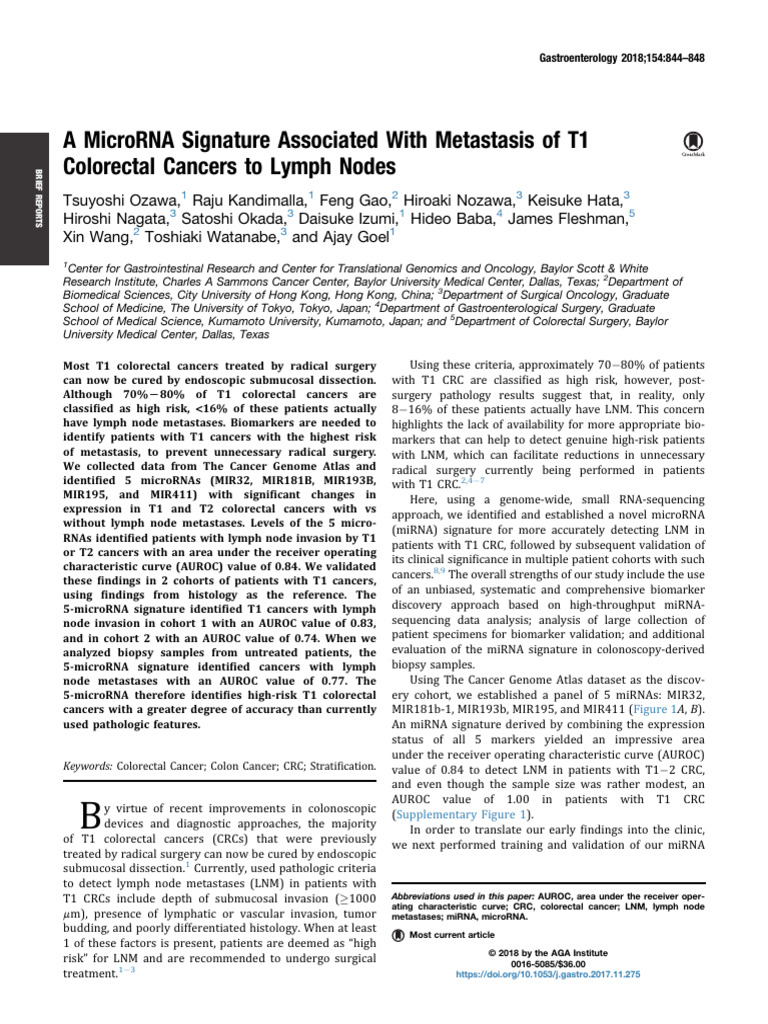 A MicroRNA Signature Associated With Metastasis of | PDF | Micro Rna ...