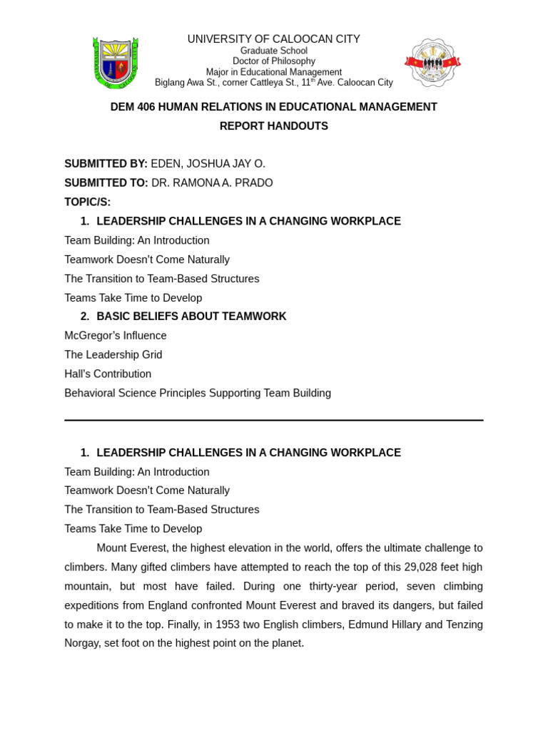 Eden Report-Handouts Dem 406 | PDF