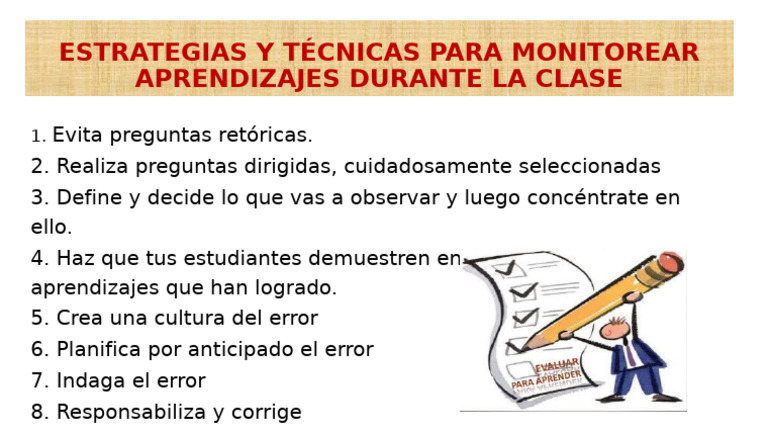 Estrategias y Técnicas para Monitorear Aprendizajes Durante La | PDF