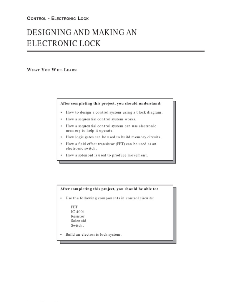 Designing an Electronic Lock System | PDF | Field Effect Transistor ...