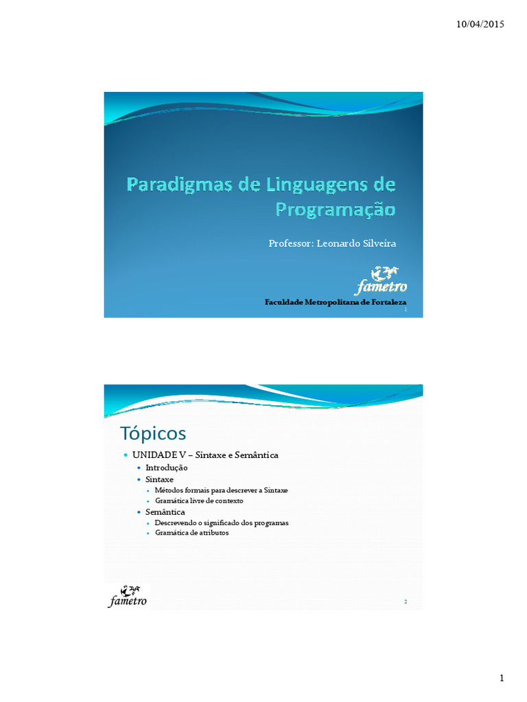 Sintaxe e Semântica em Programação | PDF | Linguagem de programação ...
