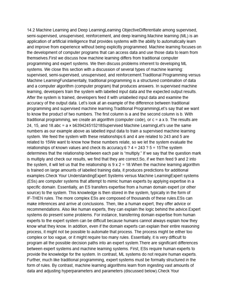 14.2 Machine Learning and Deep Learning | PDF