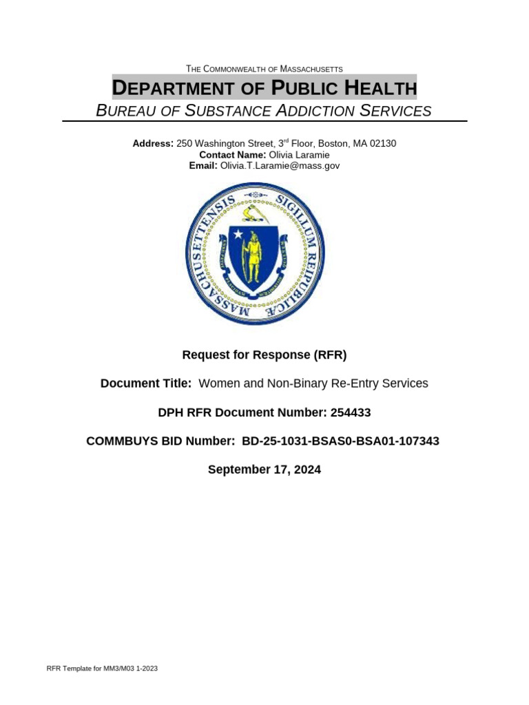 RFR Women and Non-Binary Re-Entry 1 | PDF | Procurement