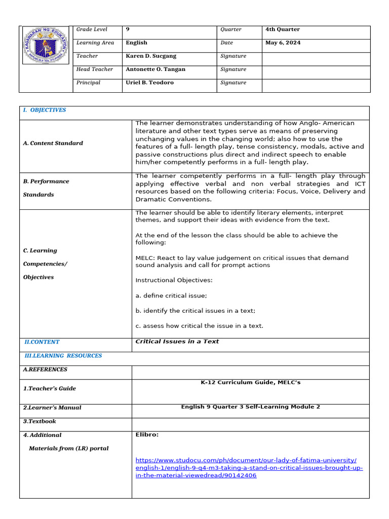 Updated - Edited Demo Lesson Plan | PDF