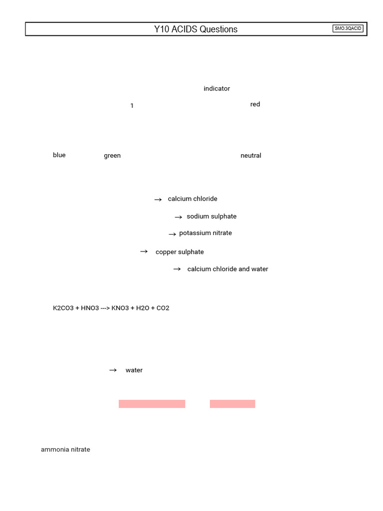 Kami Export - Acid Questions Y10 - 1b | PDF