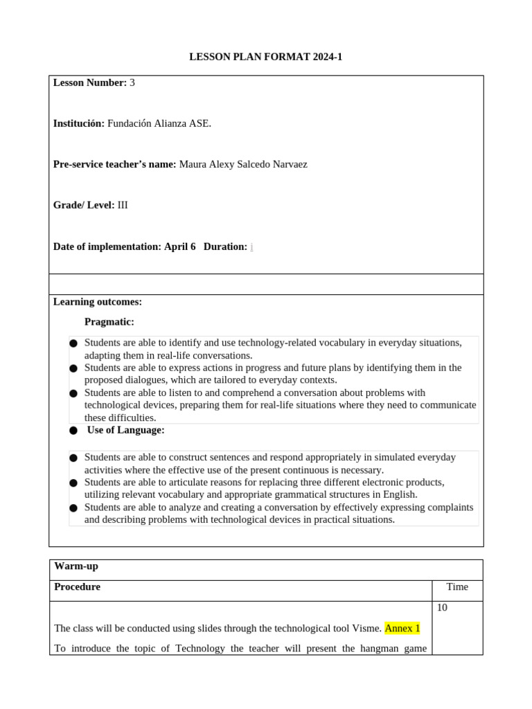 Lesson Plan 3 | PDF