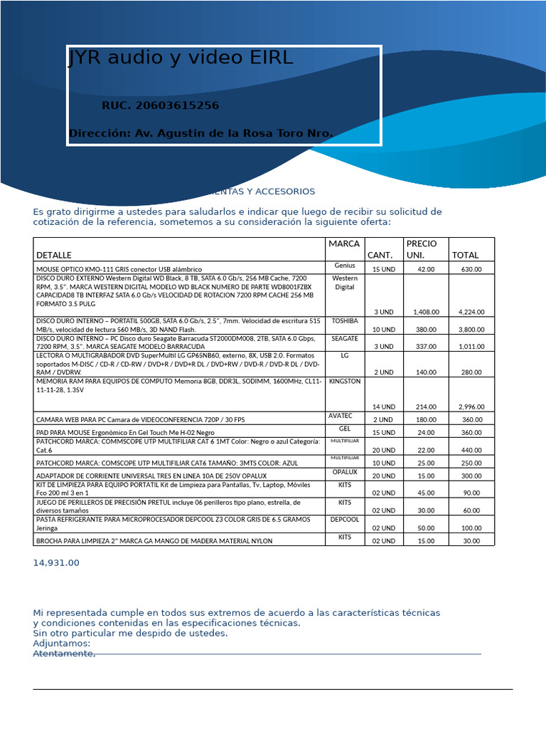 Cotizacion DIGERE 2021 | PDF
