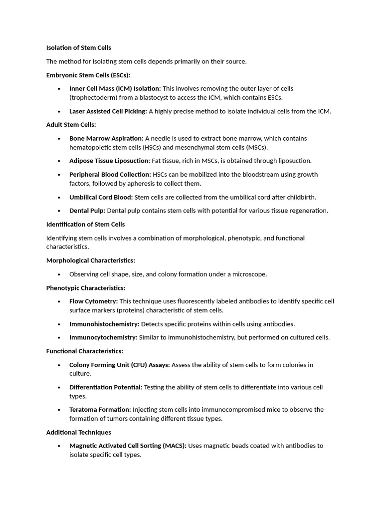 Stem Cell Practical | PDF