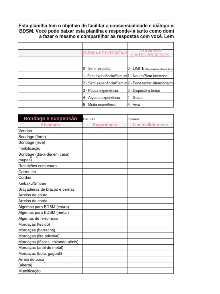 bondage forte BDSM - Checklist | PDF