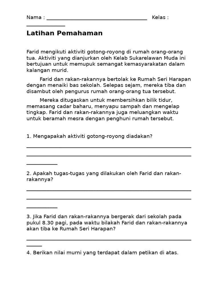 Latihan Bahasa Melayu Tahun 5 | PDF