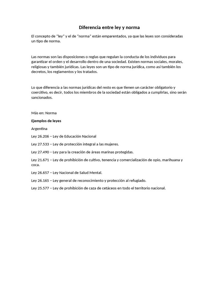 Diferencia Entre Ley y Norma | PDF