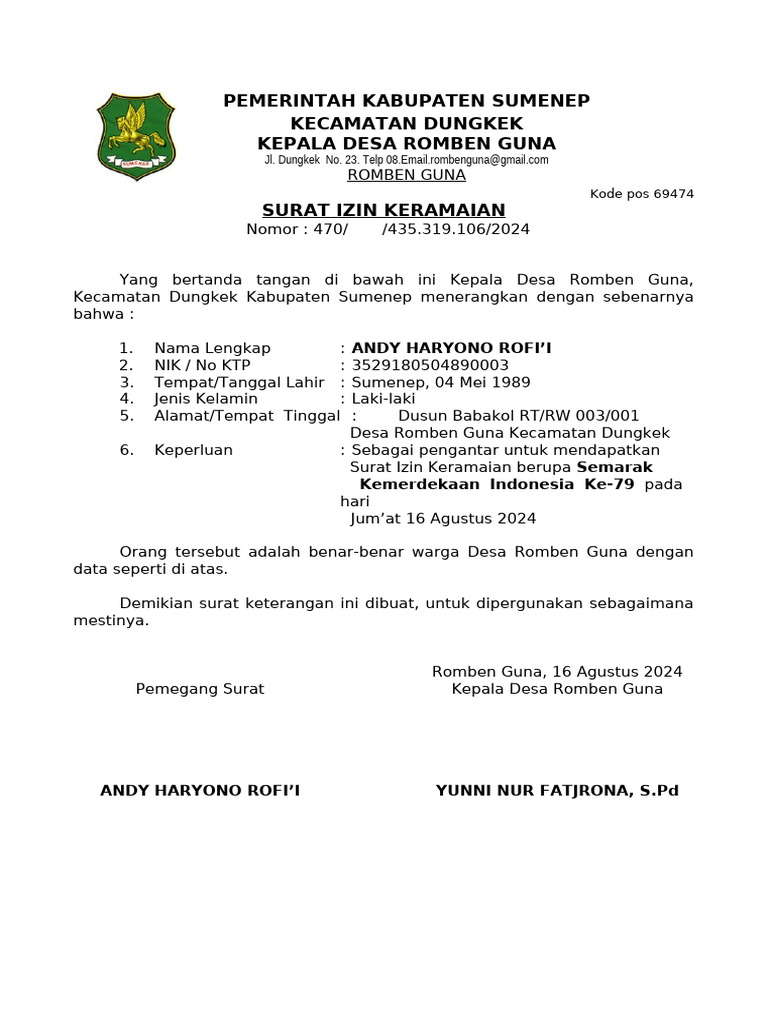 Surat Izin Keramaian | PDF