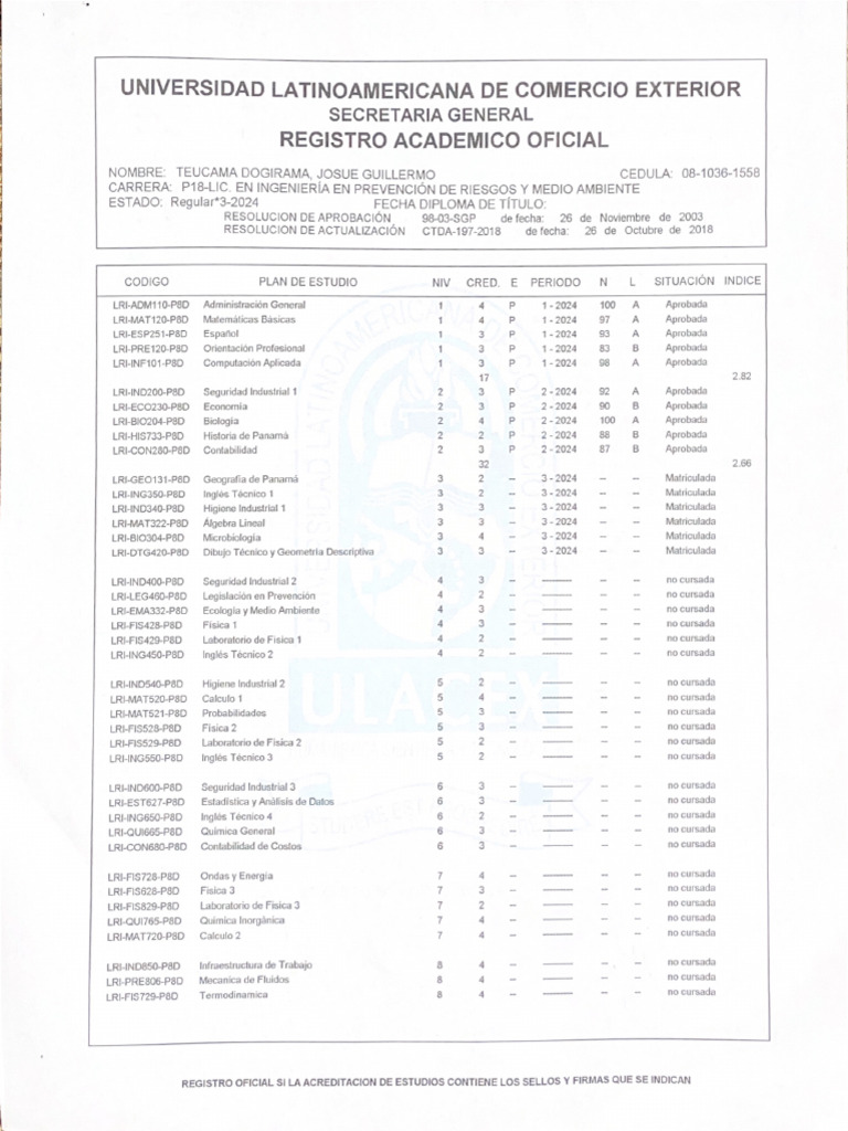 Registro Académico Oficial | PDF
