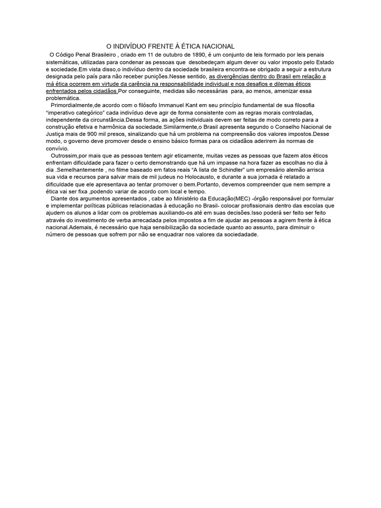 Redação o Individuo Frente A Ética Nacional - Documentos Google | PDF