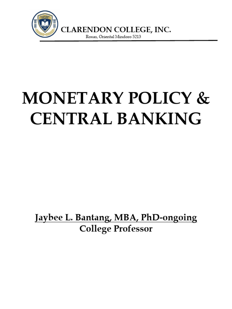 Monetary Policy & Central Banking Module | PDF | Banks | Stocks