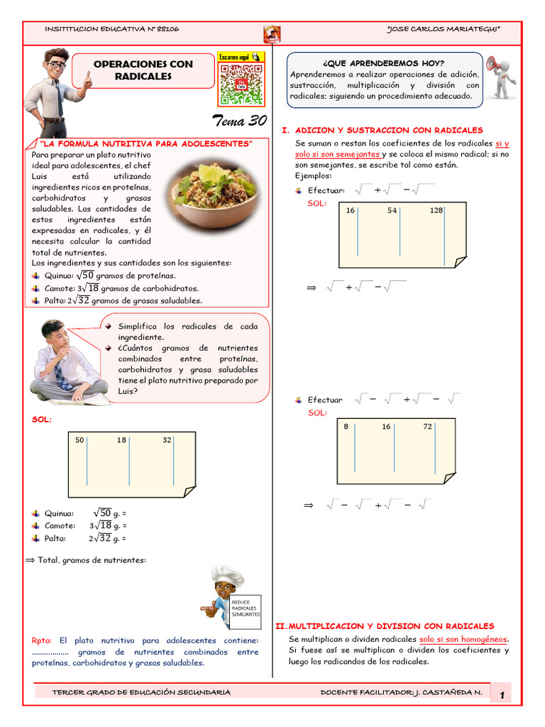 Ficha 30 Operaciones Con Radicales Pdf