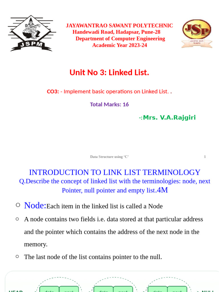 Unit - 3 Linked List | PDF