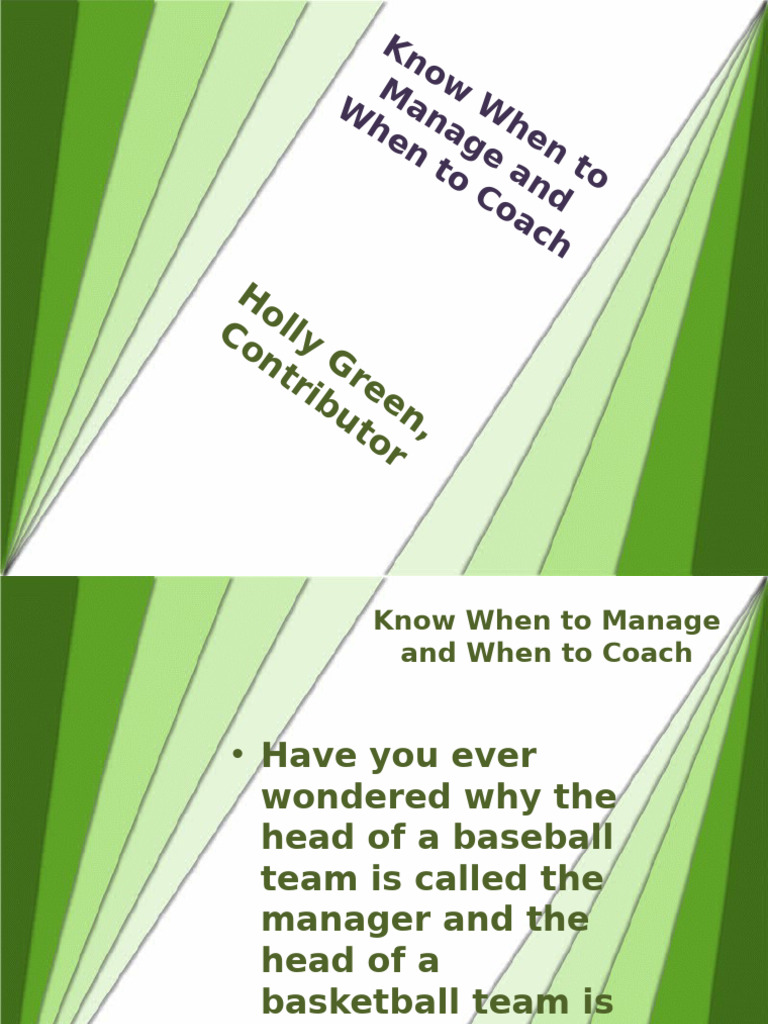 468 Know When To Manage When To Coach | PDF