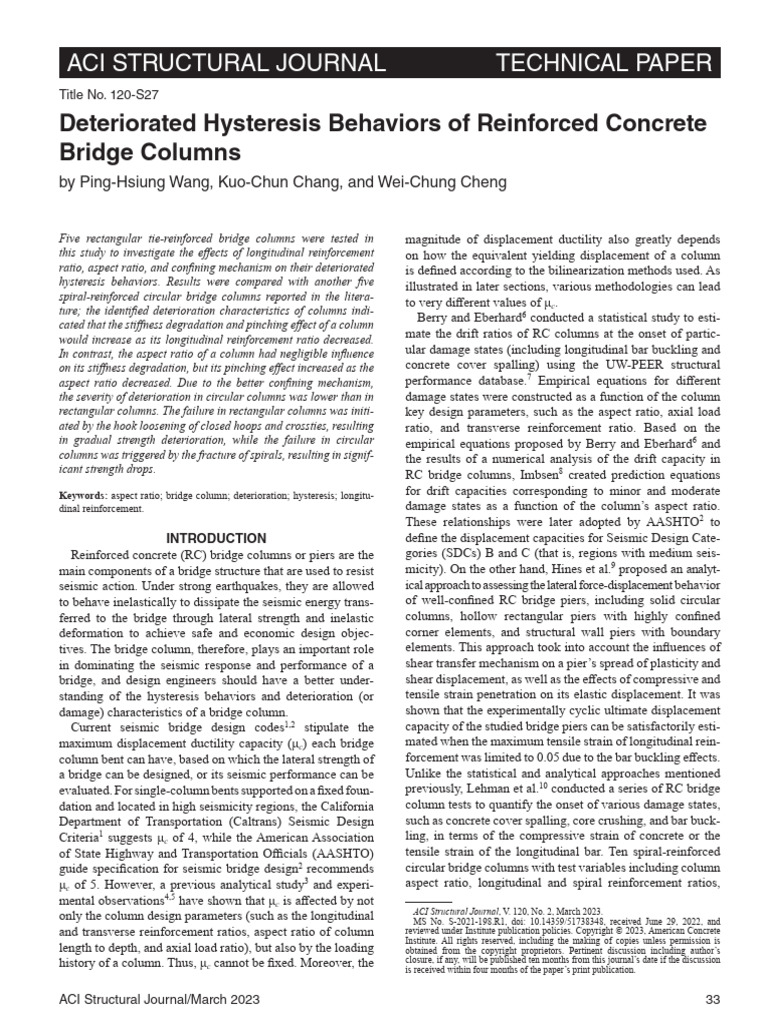 21-198 Deteriorated Hysteresis Behaviors of Reinforced Concrete Bridge ...