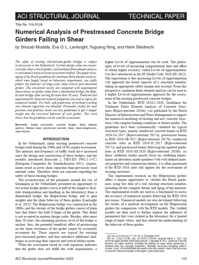 21-216 Numerical Analysis of Prestressed Concrete Bridge Girders ...