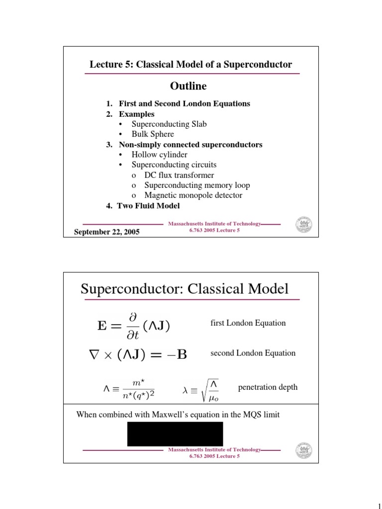 Lecture5 Superconductivity | PDF | Superconductivity | Inductance