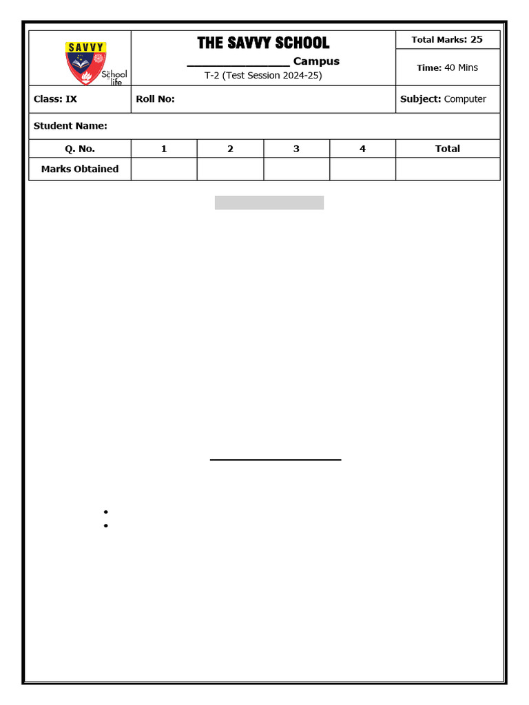 9th computer t 2 test session 2024 25 pdf