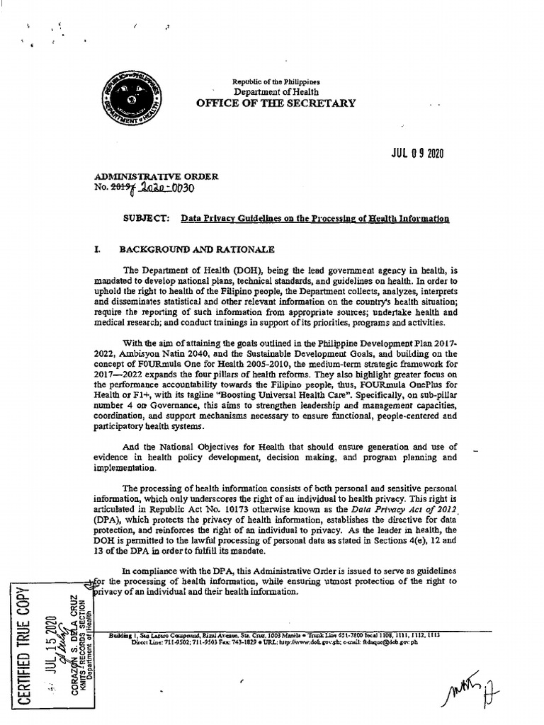 DOH AO No 2020 0030 | PDF