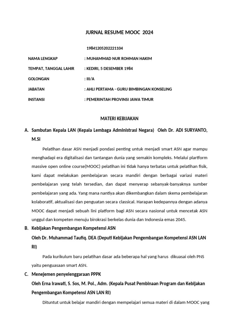 Profil Muhammad Nur Rohman 2024 | PDF | Indonesia