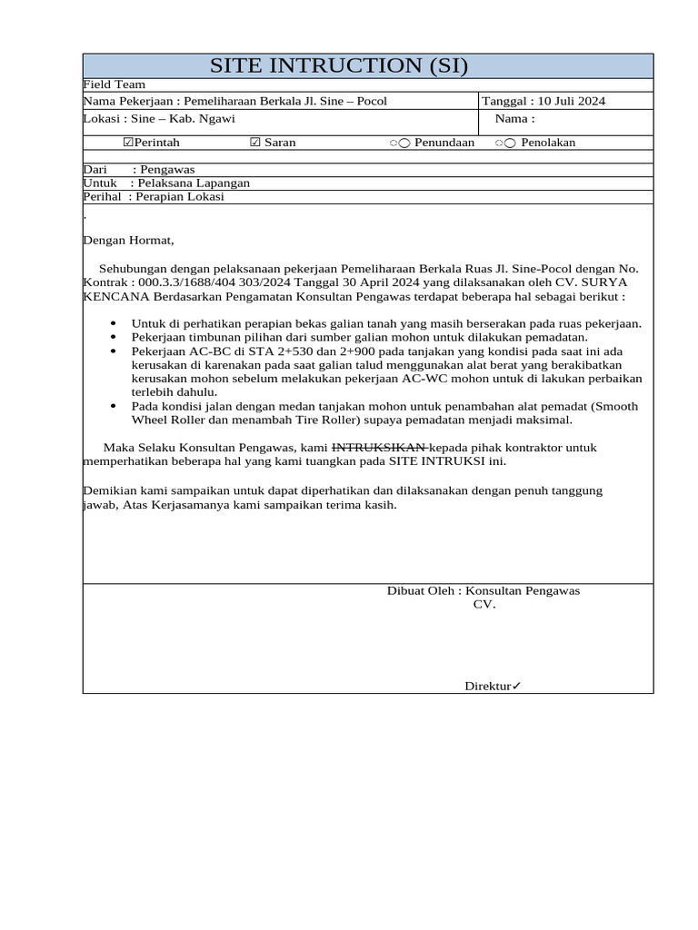 Site Intruction | PDF