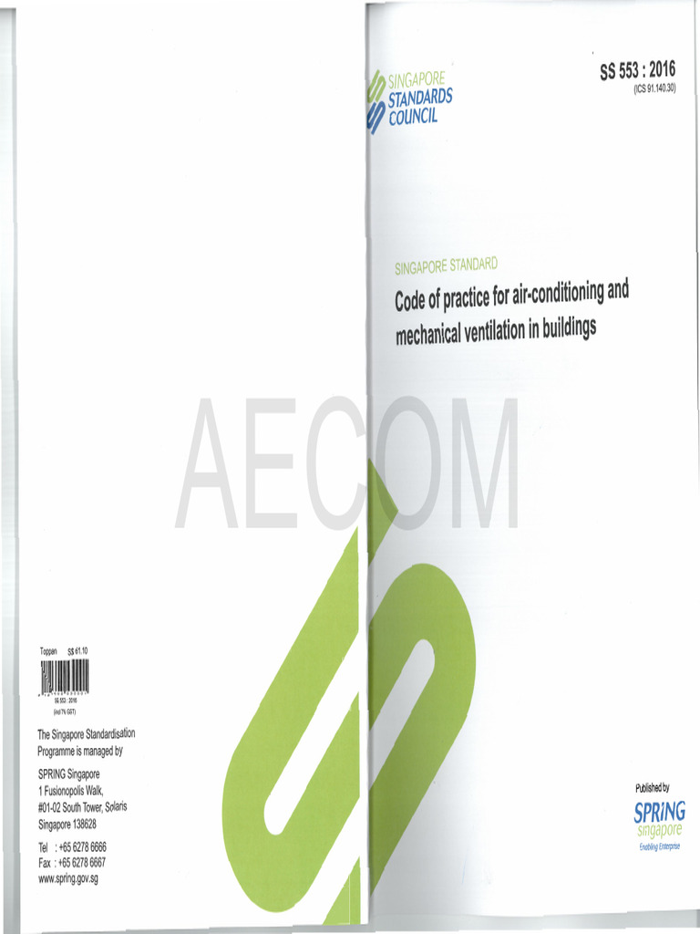 SS 553 2016 Air-Conditioning and Mechanical Ventilation in Buildings | PDF