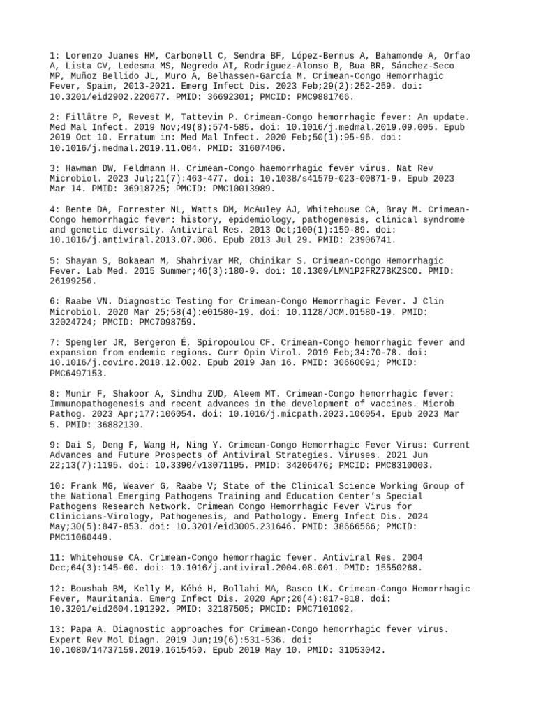 Crimean-Congo Hemorrhagic Fever Research Compilation | PDF | Viral