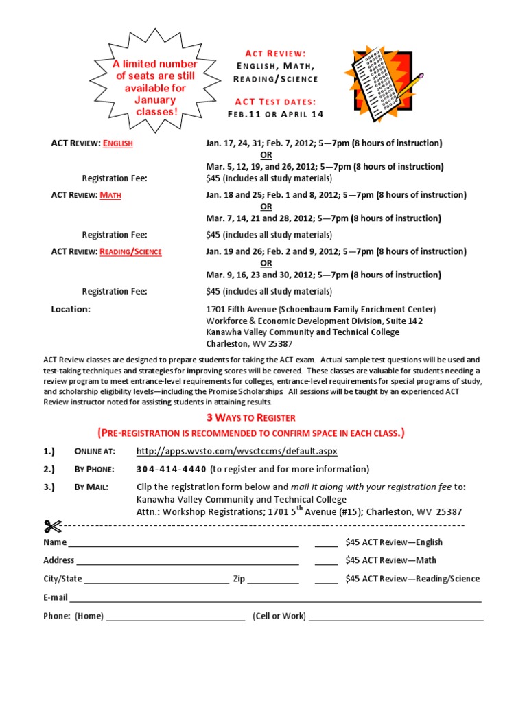 ACT Review Classes in Charleston, WV | PDF | Act (Test) | Test (Assessment)