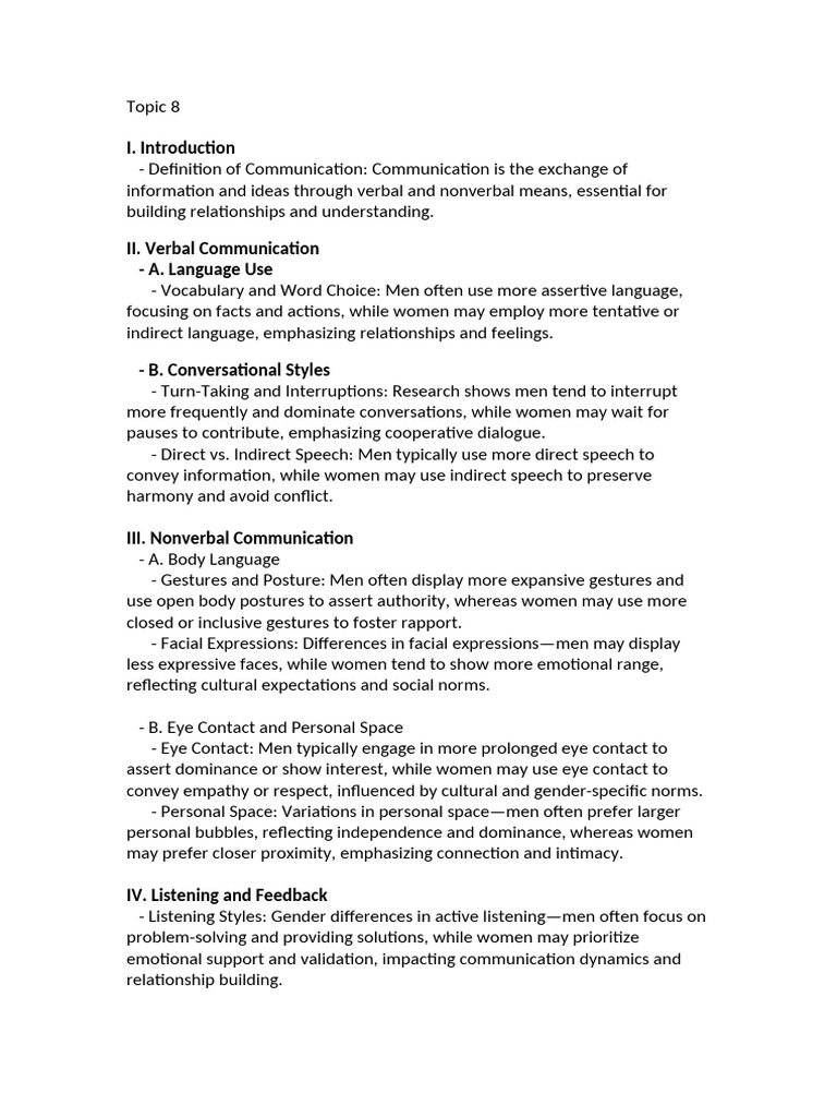 Gender Differences in Communication Styles | PDF | Nonverbal ...