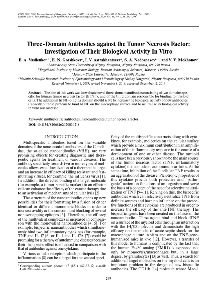 Three-Domain Antibodies Against The Tumor Necrosis Factor ...