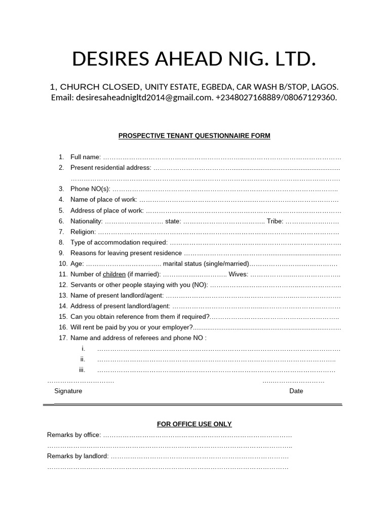 Questionaire DD | PDF