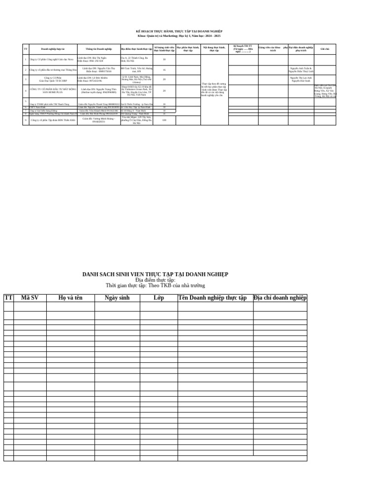 Mẫu HT03 Khoa QT&MKT Kế hoạch Thực hành Thực tập Kỳ 1 20242025 (1) PDF