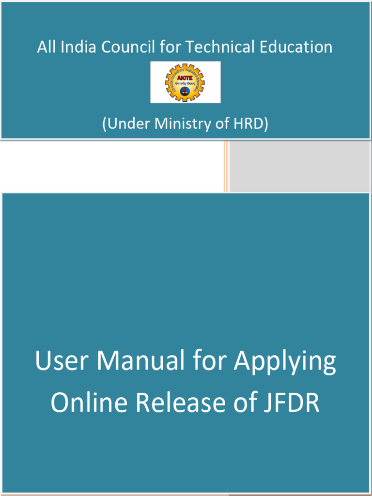 JFDR User Manual For Institutes | PDF